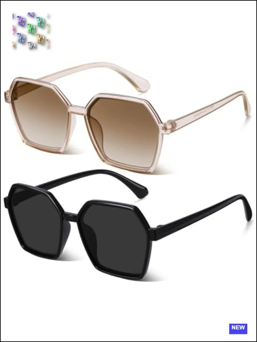 Oversized Square Sunglasses 2-Pair UV Protection Fashion Shades